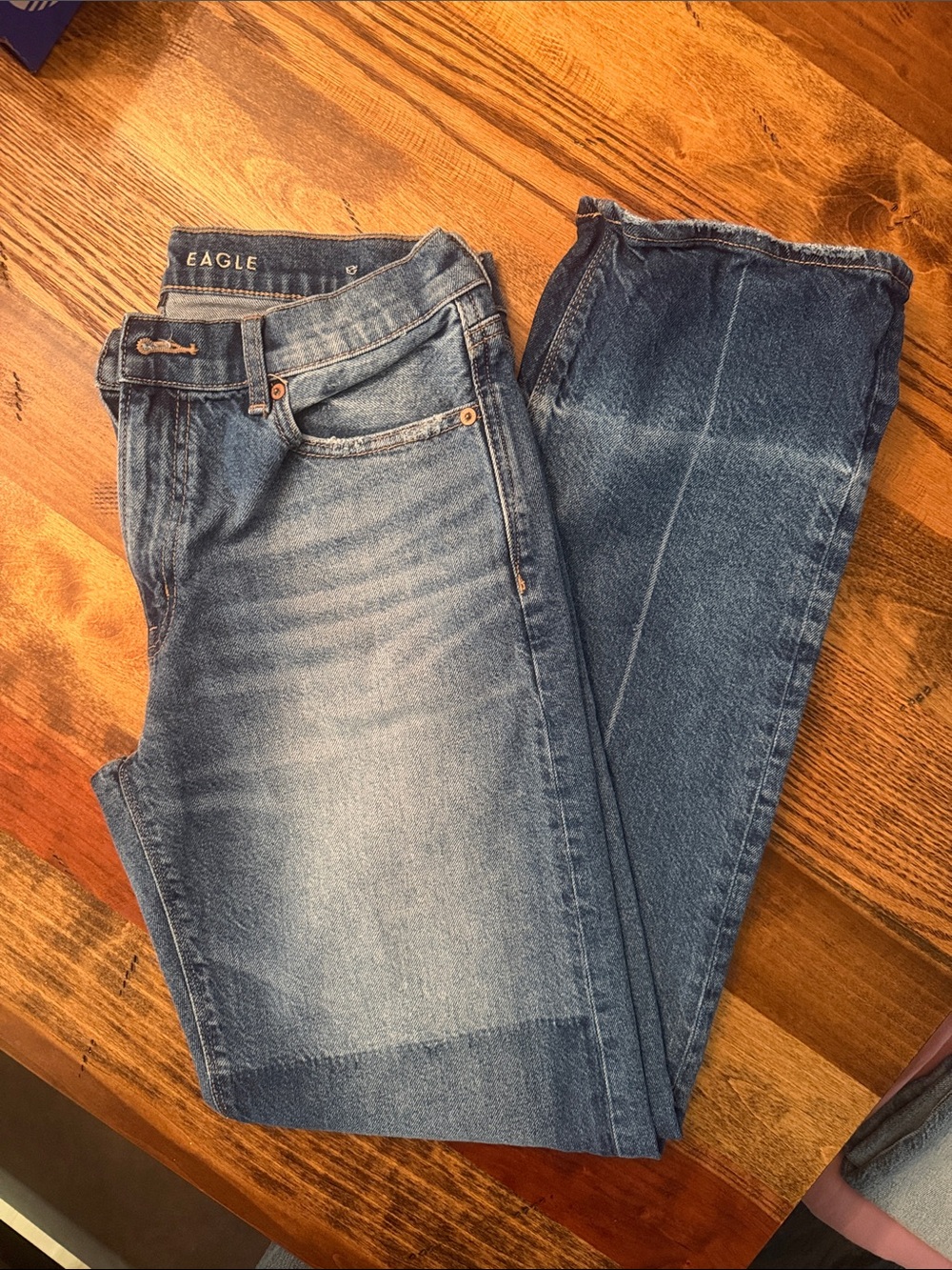 American Eagle Outfitters Light to Medium Blue Straight Leg Jeans
